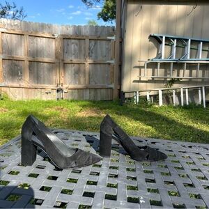 Franco Sarto Leather‎ Patina Block Heels in black size 5